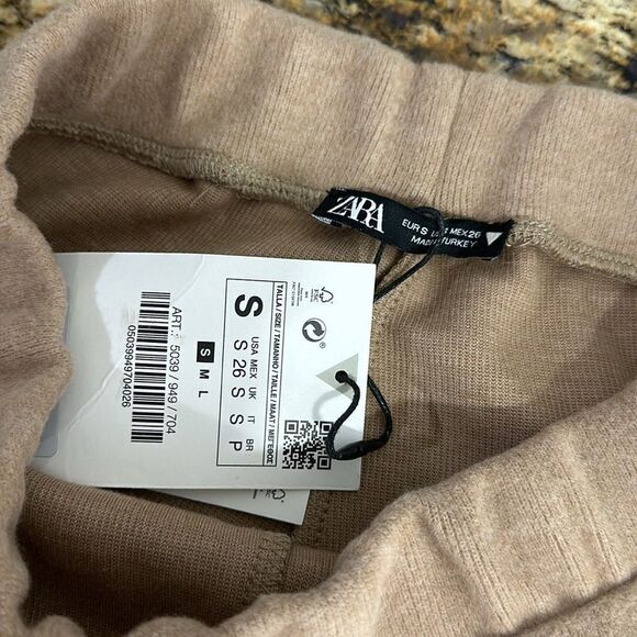 Zara Cotton Blend Camel Color High Rise Flared Pants Size S - Picture 5 of 11